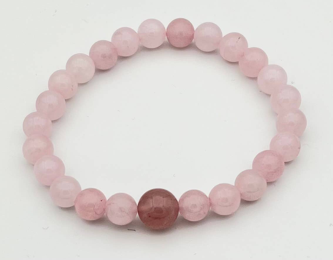 Beaded Bracelet 12.50 - Longer Length Rose Quartz 8mm