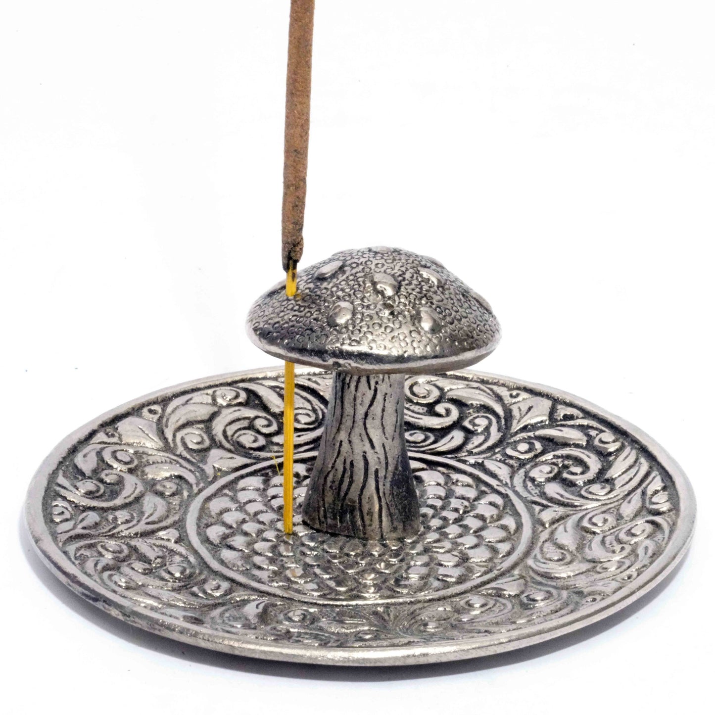 Mushroom with Floral Incense Burner: Aluminum