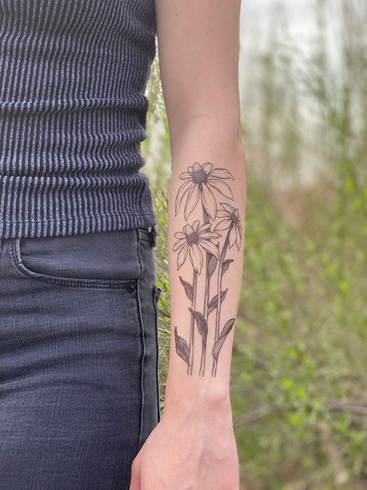 Nature Tats - Coneflower Temporary Tattoo: 1-Pack