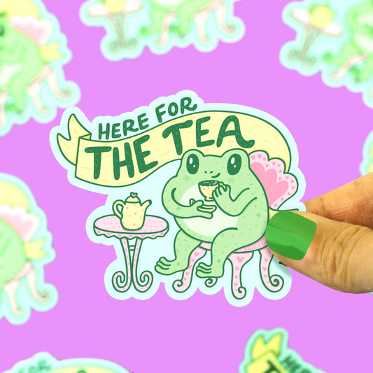 Stickers - TS - Here for the Tea Frog Gossip