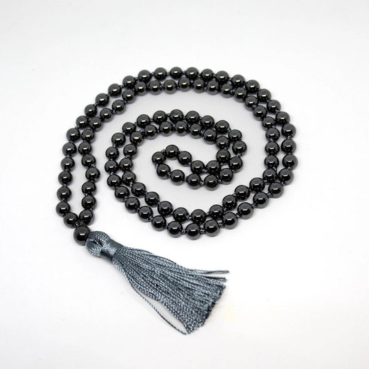 Mala - Hematite Knotted 108 Beads - 8mm