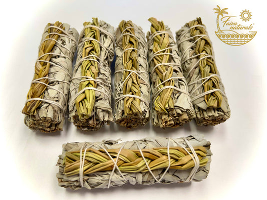 Smudge Bundle - Braided Sweetgrass & White Sage