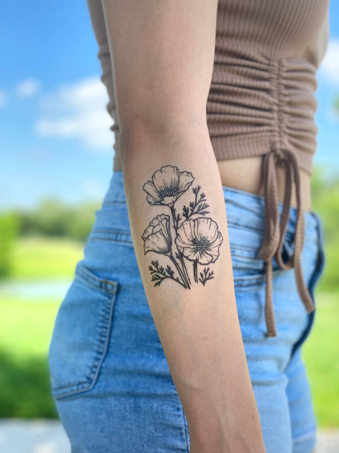 Nature Tats - Golden Poppy Temporary Tattoo: 1-Pack